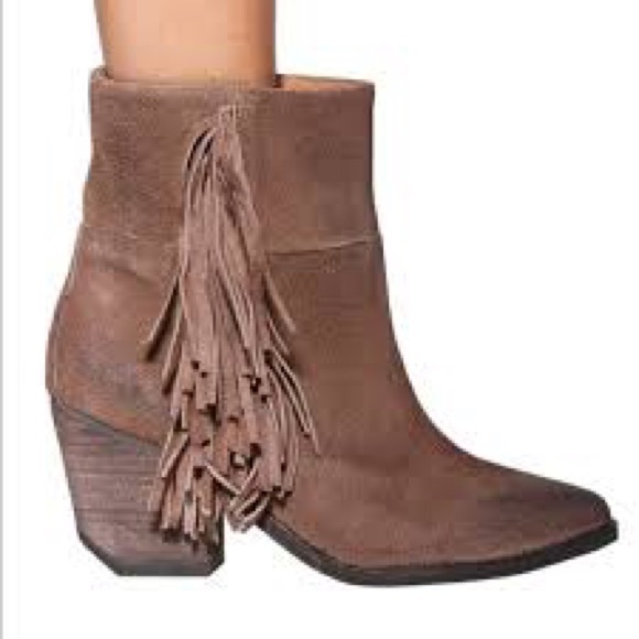 FREE PEOPLE Jeffrey Campbell leather fringe Roswell booties BOOTS Tan NWOB 9 - Picture 2 of 8